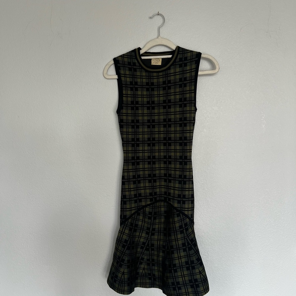 Torn By Ronny Kobo Mini Plaid Green Dress Size Small